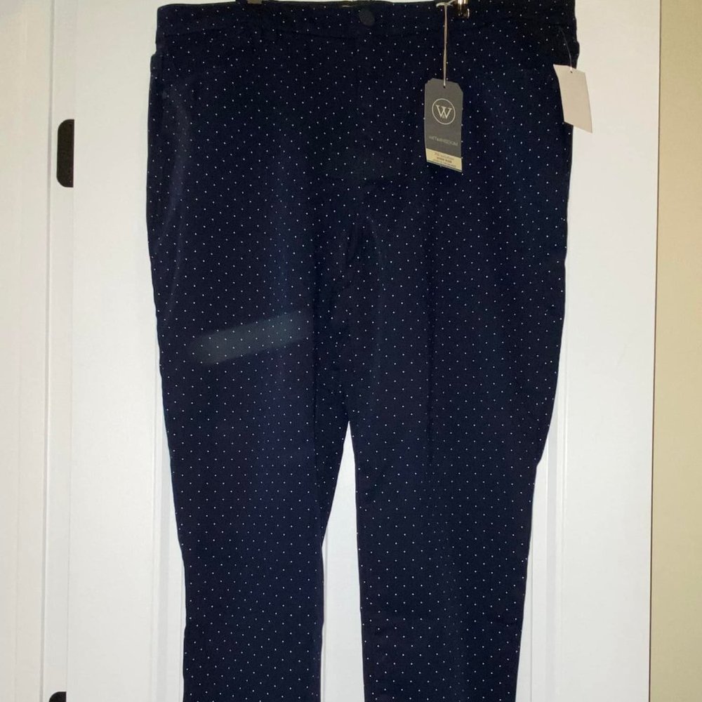 Navy w/ White Polka Dot Skinny Ankle Pant